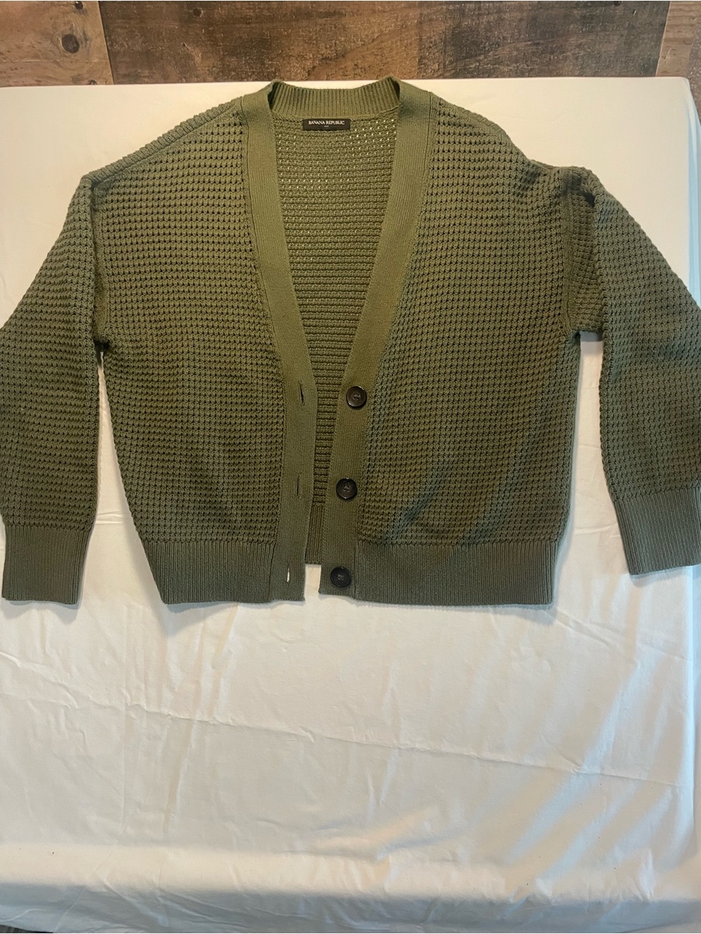 Banana Republic Olive Green Knit Button-Front Cardigan